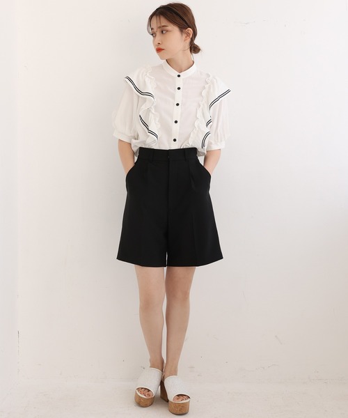 one after another NICE CLAUP(ワンアフターアナザーナイスクラップ)の「ベーシックハーフパンツ(その他パンツ・レディース・アイボリー/ブラック・FREE)」の12枚目の写真