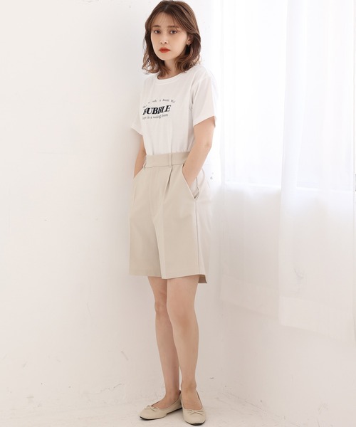 one after another NICE CLAUP(ワンアフターアナザーナイスクラップ)の「ベーシックハーフパンツ(その他パンツ・レディース・アイボリー/ブラック・FREE)」の14枚目の写真