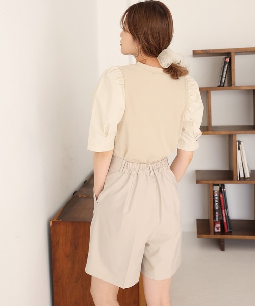 one after another NICE CLAUP(ワンアフターアナザーナイスクラップ)の「ベーシックハーフパンツ(その他パンツ・レディース・アイボリー/ブラック・FREE)」の5枚目の写真