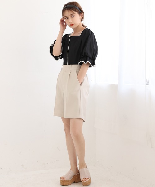 one after another NICE CLAUP(ワンアフターアナザーナイスクラップ)の「ベーシックハーフパンツ(その他パンツ・レディース・アイボリー/ブラック・FREE)」の10枚目の写真