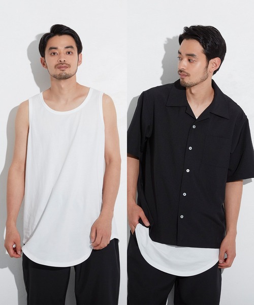 coca（coca）（コカ）の「シルキータッチレイヤードタンクトップ（タンクトップ・メンズ・ブラック/ホワイト・S/M/L/XL）」の2枚目の写真