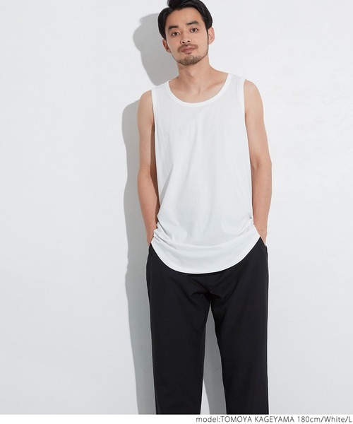 coca（coca）（コカ）の「シルキータッチレイヤードタンクトップ（タンクトップ・メンズ・ブラック/ホワイト・S/M/L/XL）」の11枚目の写真