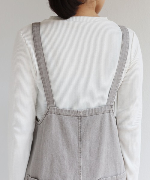 andme（アンドミー）の「コットンツイルフロントジップサロペット（サロペット/オーバーオール・レディース・ブラック/オフホワイト/グレー/カーキ/ケミカルウォッシュ/スミクロ/サックスブルー・M/L）」の12枚目の写真