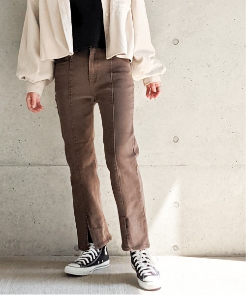 Per sist ence(パーシエンス)の「Per sist ence/パーシエンス センタースリットフレアパンツ(その他パンツ・レディース・ブラック/ブラウン/グレー・MEDIUM/SMALL)」の9枚目の写真