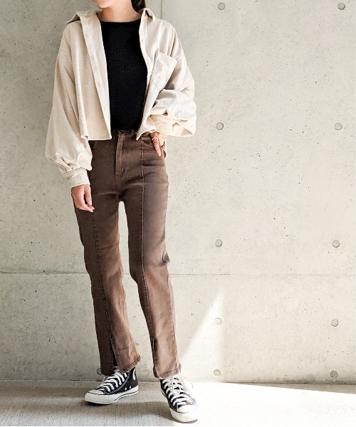 Per sist ence(パーシエンス)の「Per sist ence/パーシエンス センタースリットフレアパンツ(その他パンツ・レディース・ブラック/ブラウン/グレー・MEDIUM/SMALL)」の8枚目の写真