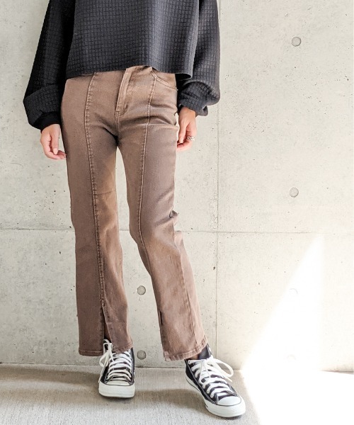 Per sist ence(パーシエンス)の「Per sist ence/パーシエンス センタースリットフレアパンツ(その他パンツ・レディース・ブラック/ブラウン/グレー・MEDIUM/SMALL)」の7枚目の写真