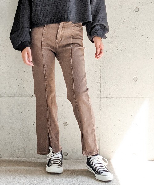 Per sist ence(パーシエンス)の「Per sist ence/パーシエンス センタースリットフレアパンツ(その他パンツ・レディース・ブラック/ブラウン/グレー・MEDIUM/SMALL)」の6枚目の写真