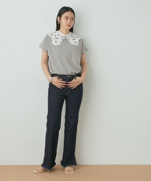 ADAM ET ROPE'(アダムエロペ)の「レースカラー付きプルオーバー(Tシャツ/カットソー・レディース・ホワイト/ライトグレー/ブラック・FREE)」の6枚目の写真