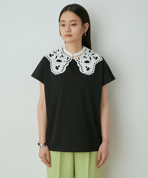 ADAM ET ROPE'(アダムエロペ)の「レースカラー付きプルオーバー(Tシャツ/カットソー・レディース・ホワイト/ライトグレー/ブラック・FREE)」の7枚目の写真