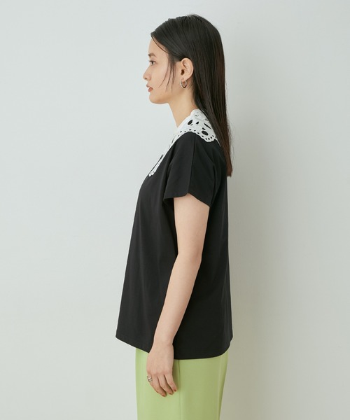 ADAM ET ROPE'(アダムエロペ)の「レースカラー付きプルオーバー(Tシャツ/カットソー・レディース・ホワイト/ライトグレー/ブラック・FREE)」の12枚目の写真
