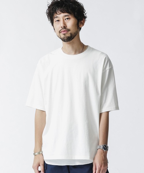 NANO universe（ナノユニバース）の「レイヤードTシャツ　半袖（Tシャツ/カットソー・メンズ・スミクロ/ベージュ/ホワイト/ブルーグリーン・S/L/XL/M）」の2枚目の写真