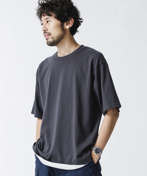 NANO universe（ナノユニバース）の「レイヤードTシャツ　半袖（Tシャツ/カットソー・メンズ・スミクロ/ベージュ/ホワイト/ブルーグリーン・S/L/XL/M）」の5枚目の写真