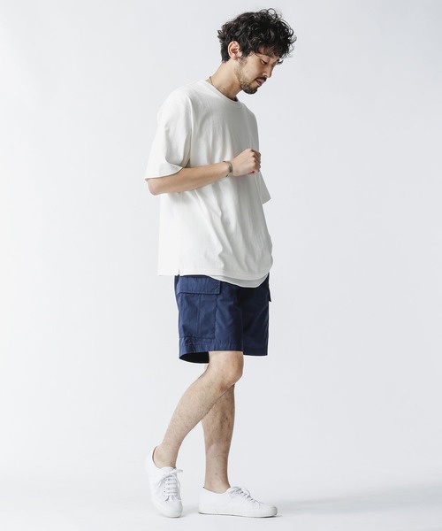 NANO universe（ナノユニバース）の「レイヤードTシャツ　半袖（Tシャツ/カットソー・メンズ・スミクロ/ベージュ/ホワイト/ブルーグリーン・S/L/XL/M）」の7枚目の写真