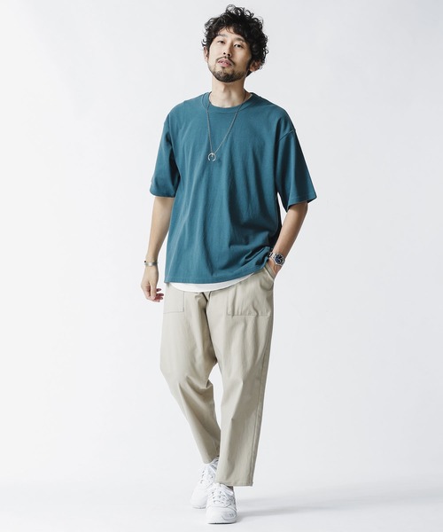 NANO universe（ナノユニバース）の「レイヤードTシャツ　半袖（Tシャツ/カットソー・メンズ・スミクロ/ベージュ/ホワイト/ブルーグリーン・S/L/XL/M）」の12枚目の写真