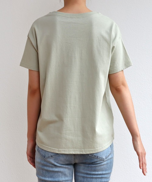 andme(アンドミー)の「USAコットン半袖クルーネックTシャツ(Tシャツ/カットソー・レディース・チャコールグレー/ブラック/オフホワイト/グリーン/キナリ・M/L)」の15枚目の写真