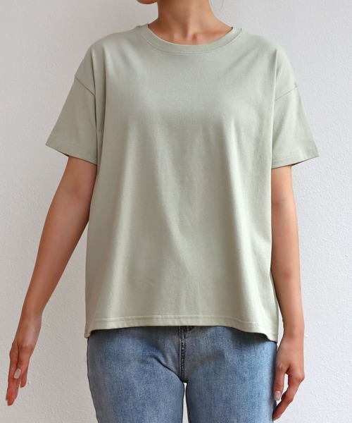 andme(アンドミー)の「USAコットン半袖クルーネックTシャツ(Tシャツ/カットソー・レディース・チャコールグレー/ブラック/オフホワイト/グリーン/キナリ・M/L)」の7枚目の写真