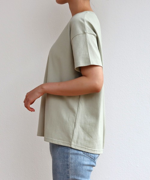 andme(アンドミー)の「USAコットン半袖クルーネックTシャツ(Tシャツ/カットソー・レディース・チャコールグレー/ブラック/オフホワイト/グリーン/キナリ・M/L)」の19枚目の写真