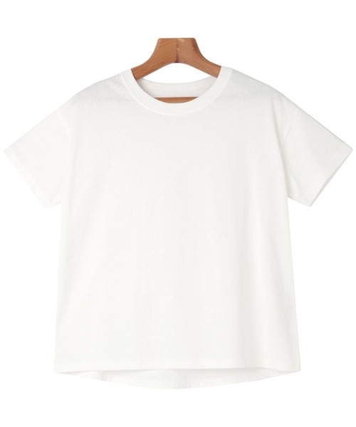 andme(アンドミー)の「USAコットン半袖クルーネックTシャツ(Tシャツ/カットソー・レディース・チャコールグレー/ブラック/オフホワイト/グリーン/キナリ・M/L)」の9枚目の写真