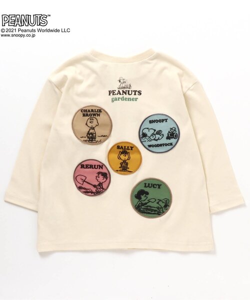 PEANUTS(ピーナッツ)の「PEANUTS ガーデンワッペンリンクTシャツ(スヌーピー)(Tシャツ/カットソー・キッズ・アイボリー/キャメル/チャコール・110/80/90/100/120/130)」の7枚目の写真