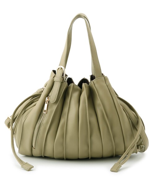 THE SHOP TK （ザ ショップ ティーケー ）の「◆レザープリーツ2WAYトートバック（トートバッグ・レディース・ブラック/カーキ/キャメル・99）」の3枚目の写真