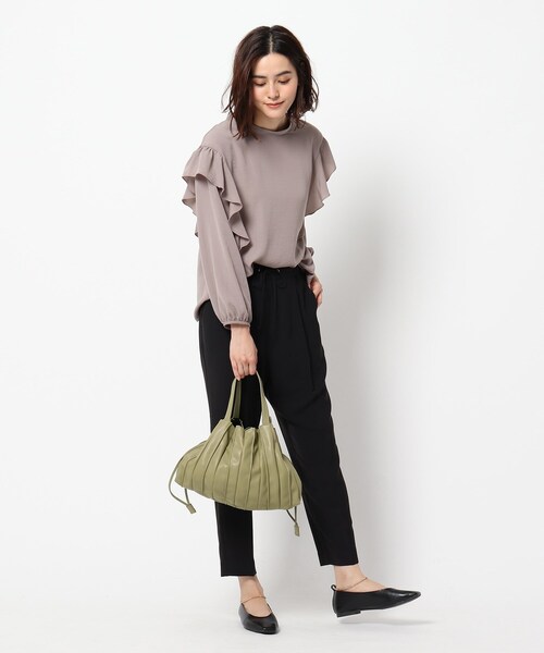 THE SHOP TK （ザ ショップ ティーケー ）の「◆レザープリーツ2WAYトートバック（トートバッグ・レディース・ブラック/カーキ/キャメル・99）」の4枚目の写真