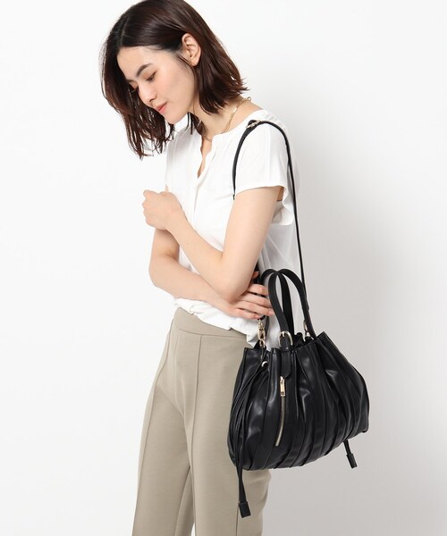 THE SHOP TK （ザ ショップ ティーケー ）の「◆レザープリーツ2WAYトートバック（トートバッグ・レディース・ブラック/カーキ/キャメル・99）」の11枚目の写真