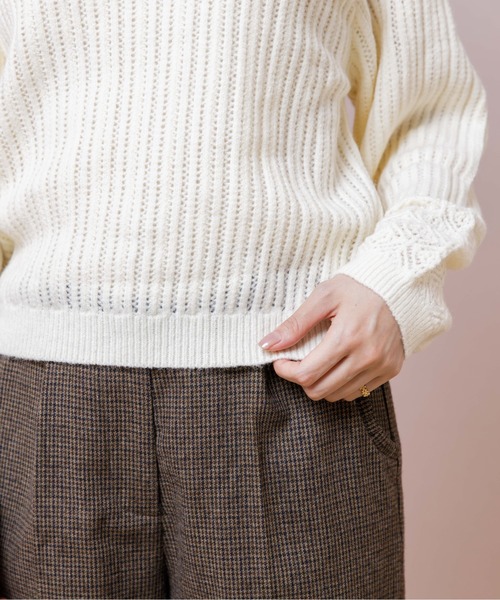 flower（フラワー）の「レースフリルニット（ニット/セーター・レディース・グレー/アイボリー・FREE）」の8枚目の写真