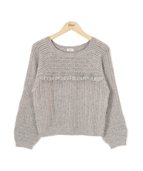 flower（フラワー）の「レースフリルニット（ニット/セーター・レディース・グレー/アイボリー・FREE）」の19枚目の写真