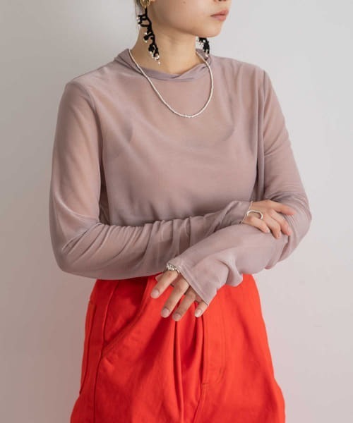 WANDERUNG（ワンデルング）の「WANDERUNG　Sheer Tops（Tシャツ/カットソー・レディース・ブラック/ピンク/アイボリー/ブルー系その他/パープル系その他・FREE）」の5枚目の写真