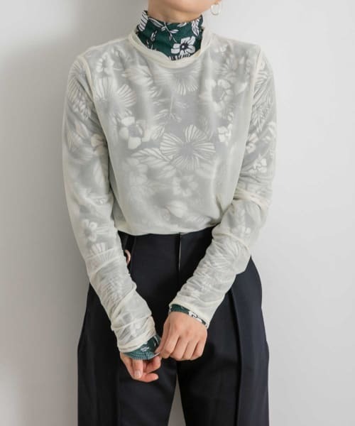 WANDERUNG（ワンデルング）の「WANDERUNG　Sheer Tops（Tシャツ/カットソー・レディース・ブラック/ピンク/アイボリー/ブルー系その他/パープル系その他・FREE）」の2枚目の写真