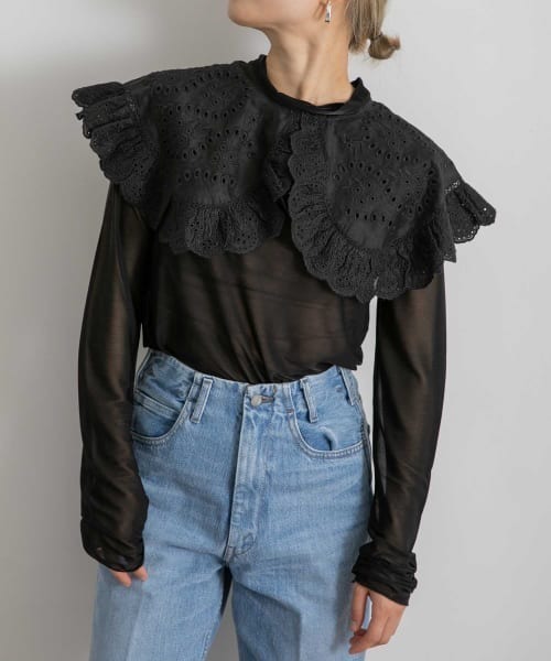 WANDERUNG（ワンデルング）の「WANDERUNG　Sheer Tops（Tシャツ/カットソー・レディース・ブラック/ピンク/アイボリー/ブルー系その他/パープル系その他・FREE）」の3枚目の写真