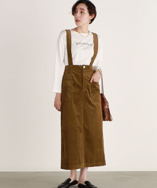 NOLLEY’S（ノーリーズ）の「オーガニックコーデュロイウォッシャブルロングスカート（スカート・レディース・アイボリー/キャメル・1/2）」の2枚目の写真