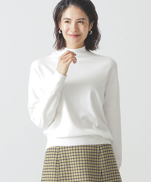 BEAMS LIGHTS(ビームスライツ)の「BEAMS LIGHTS / 12ゲージ 天竺 モックネック プルオーバー(ニット/セーター・レディース・ブラック/ホワイト/パープル・ONE SIZE)」の6枚目の写真