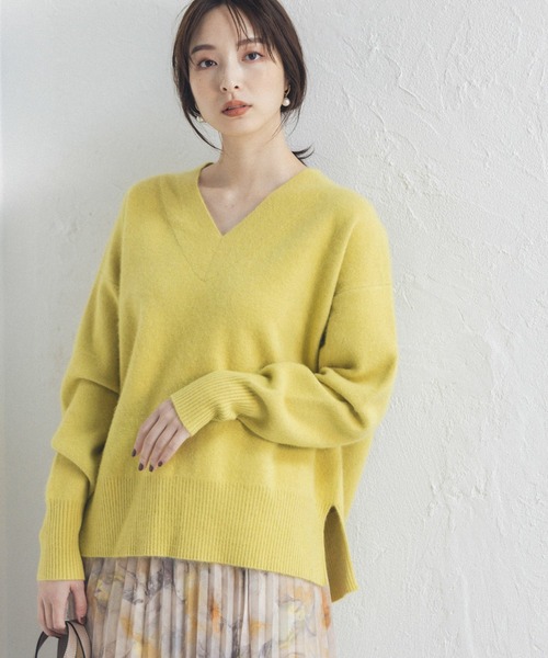 Andemiu（アンデミュウ）の「【ストレスフリー】ラクーンVニット948882（ニット/セーター・レディース・ブラック/ベージュ/ブラウン/ブルー/イエロー・FREE）」の5枚目の写真