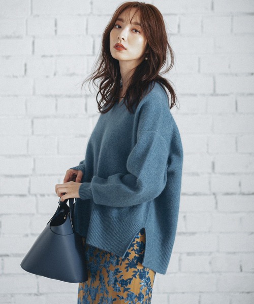 Andemiu（アンデミュウ）の「【ストレスフリー】ラクーンVニット948882（ニット/セーター・レディース・ブラック/ベージュ/ブラウン/ブルー/イエロー・FREE）」の12枚目の写真