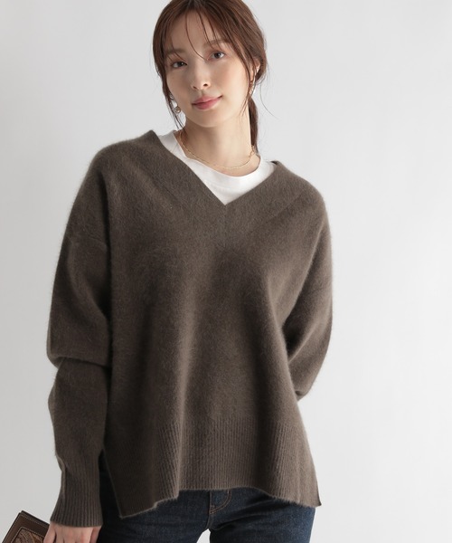 Andemiu（アンデミュウ）の「【ストレスフリー】ラクーンVニット948882（ニット/セーター・レディース・ブラック/ベージュ/ブラウン/ブルー/イエロー・FREE）」の16枚目の写真