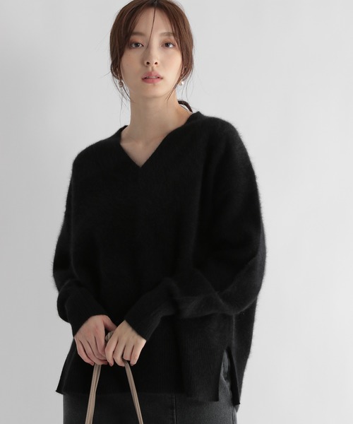 Andemiu（アンデミュウ）の「【ストレスフリー】ラクーンVニット948882（ニット/セーター・レディース・ブラック/ベージュ/ブラウン/ブルー/イエロー・FREE）」の13枚目の写真