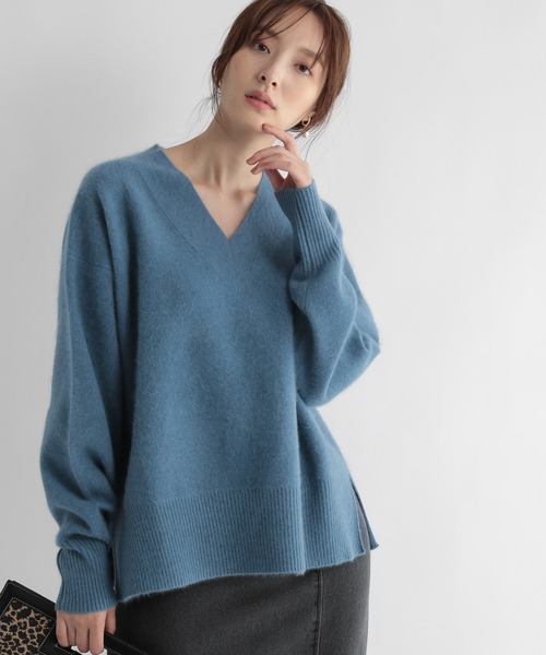 Andemiu（アンデミュウ）の「【ストレスフリー】ラクーンVニット948882（ニット/セーター・レディース・ブラック/ベージュ/ブラウン/ブルー/イエロー・FREE）」の10枚目の写真