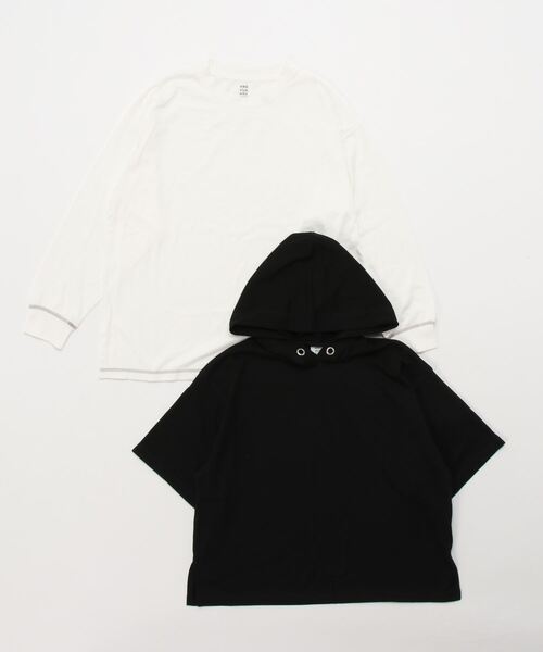 GLOBAL WORK（グローバルワーク）の「【AND YUA ANY】レイヤードパーカー＊ロンT（シャツ/ブラウス・キッズ・ブラック/ベージュ/ブルー・150cm/160cm）」の11枚目の写真