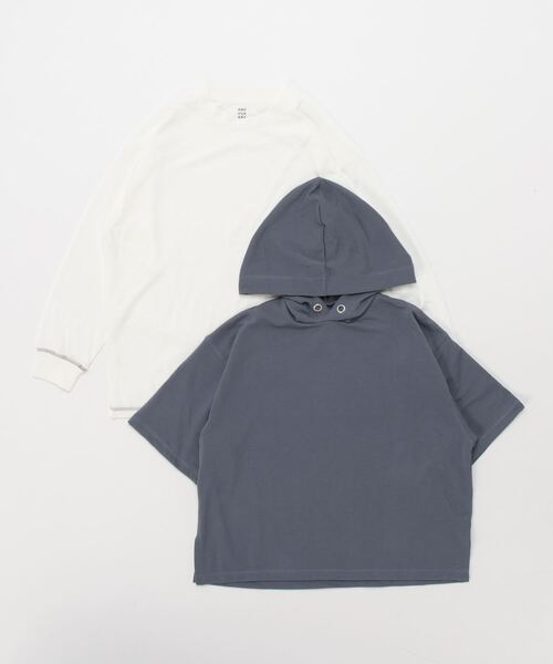 GLOBAL WORK（グローバルワーク）の「【AND YUA ANY】レイヤードパーカー＊ロンT（シャツ/ブラウス・キッズ・ブラック/ベージュ/ブルー・150cm/160cm）」の15枚目の写真