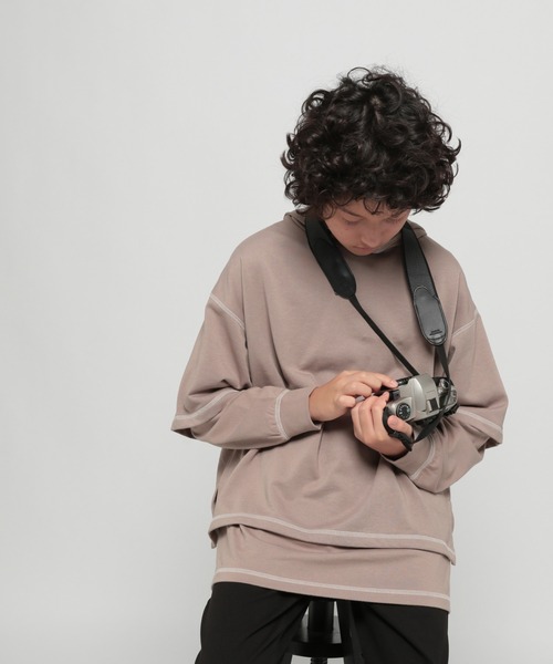 GLOBAL WORK（グローバルワーク）の「【AND YUA ANY】レイヤードパーカー＊ロンT（シャツ/ブラウス・キッズ・ブラック/ベージュ/ブルー・150cm/160cm）」の5枚目の写真