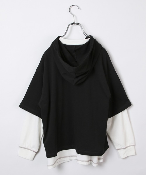 GLOBAL WORK（グローバルワーク）の「【AND YUA ANY】レイヤードパーカー＊ロンT（シャツ/ブラウス・キッズ・ブラック/ベージュ/ブルー・150cm/160cm）」の9枚目の写真