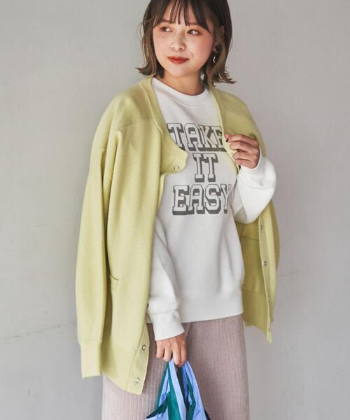 coen（コーエン）の「スウェットライクニットカーディガン（カーディガン/ボレロ・レディース・ブラック/ライトグレー/ライム/ナチュラル・L/M）」の7枚目の写真