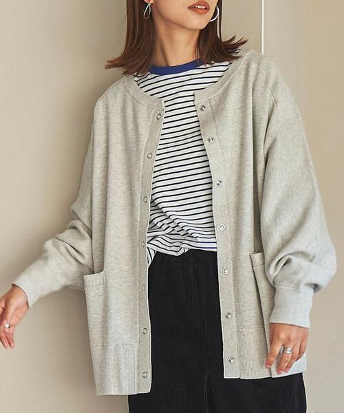 coen（コーエン）の「スウェットライクニットカーディガン（カーディガン/ボレロ・レディース・ブラック/ライトグレー/ライム/ナチュラル・L/M）」の9枚目の写真