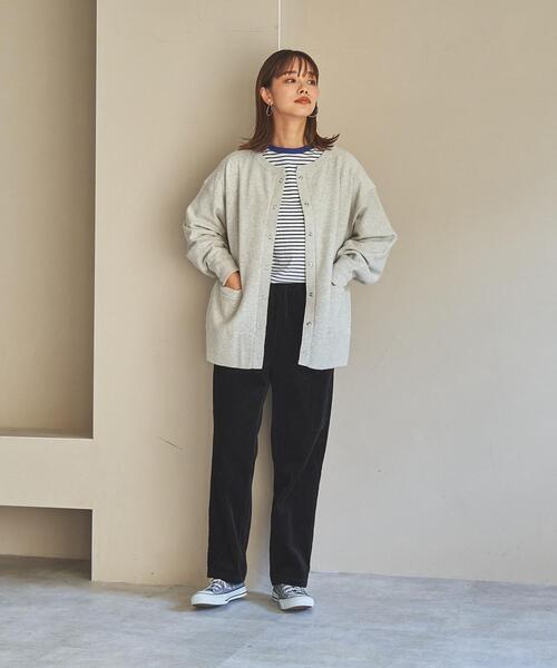 coen（コーエン）の「スウェットライクニットカーディガン（カーディガン/ボレロ・レディース・ブラック/ライトグレー/ライム/ナチュラル・L/M）」の10枚目の写真