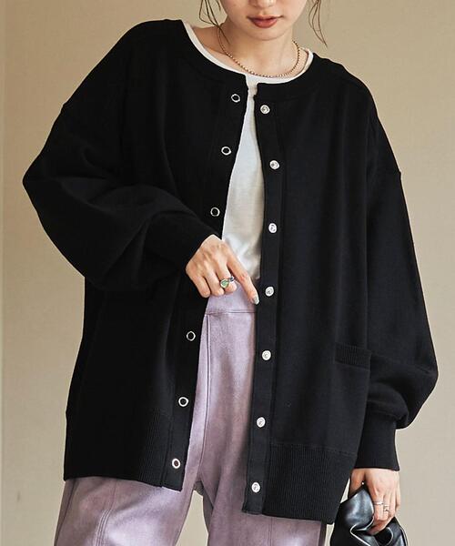 coen（コーエン）の「スウェットライクニットカーディガン（カーディガン/ボレロ・レディース・ブラック/ライトグレー/ライム/ナチュラル・L/M）」の11枚目の写真