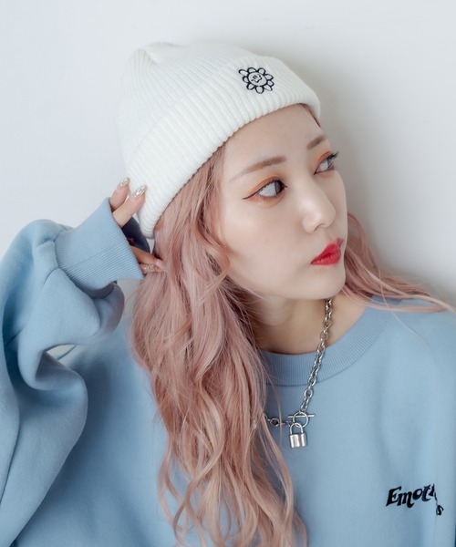 RASVOA（ラスボア）の「デイジー？ニット帽（ニットキャップ/ビーニー・レディース・ブラック/オフホワイト・FREE）」の12枚目の写真