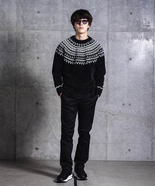 NIDO（ニド）の「求心柄モールプルオーバー（ニット/セーター・メンズ・ブラック/ベージュ/グレイッシュベージュ・M/L）」の5枚目の写真