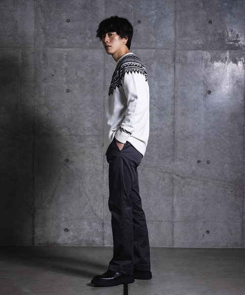 NIDO（ニド）の「求心柄モールプルオーバー（ニット/セーター・メンズ・ブラック/ベージュ/グレイッシュベージュ・M/L）」の7枚目の写真