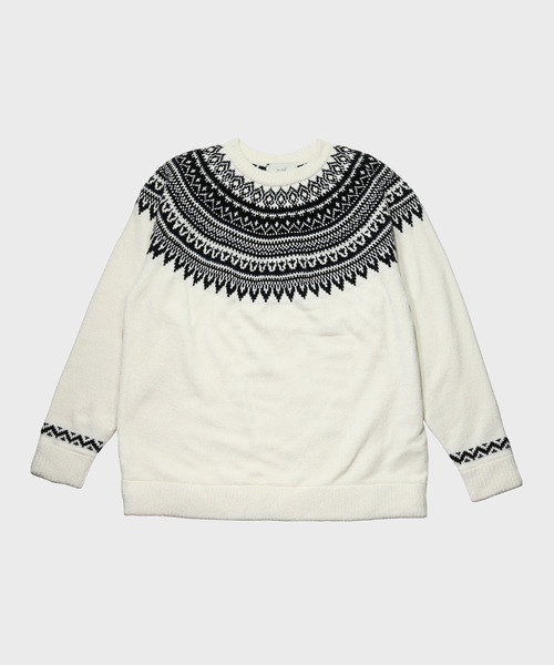 NIDO（ニド）の「求心柄モールプルオーバー（ニット/セーター・メンズ・ブラック/ベージュ/グレイッシュベージュ・M/L）」の9枚目の写真